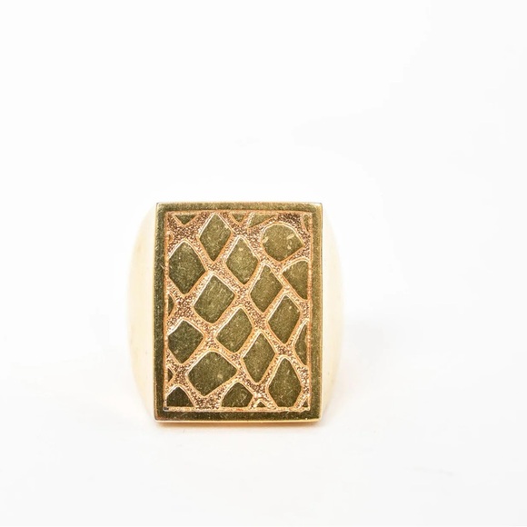 Celine Gold Toned Brass Flat “Animals” Embossed Signet Ring size 52 - Picture 6 of 10